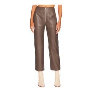 LNA Faux Leather Exposed Zip Pant Mushroom Brown Large